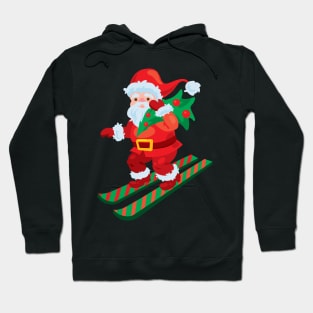 Santa on skis holding christmas Hoodie